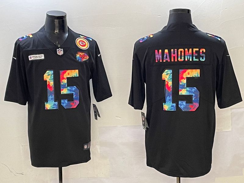 Men Kansas City Chiefs #15 Mahomes Black Rainbow 2025 Nike Limited NFL Jersey style 3294->kansas city chiefs->NFL Jersey